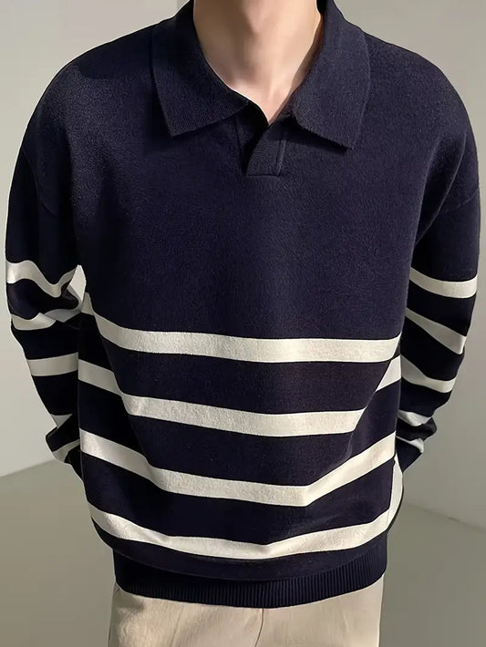 Pull décontracté rayé avec col